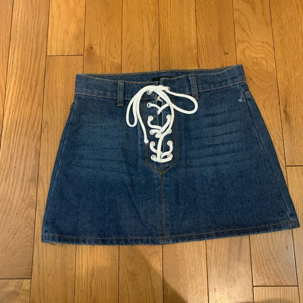Forever 21 Lace Up Demin Skirt